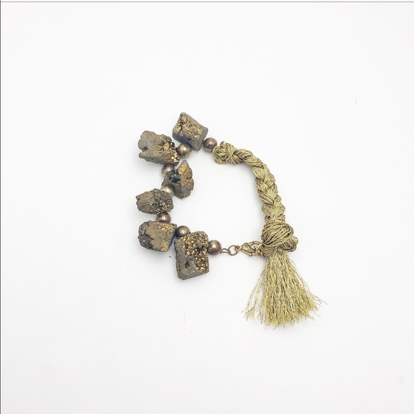 adorned by amie Jewelry - ARTISAN GOLD GEMSTONE TASSEL BRACELET
